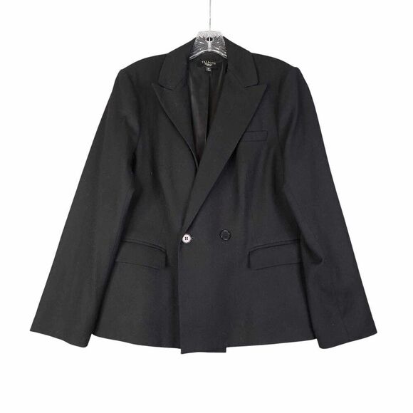 Talbots Blazer Jacket Womens Size 16p Petite Black Button Wool Stretch Lined - Picture 2 of 8